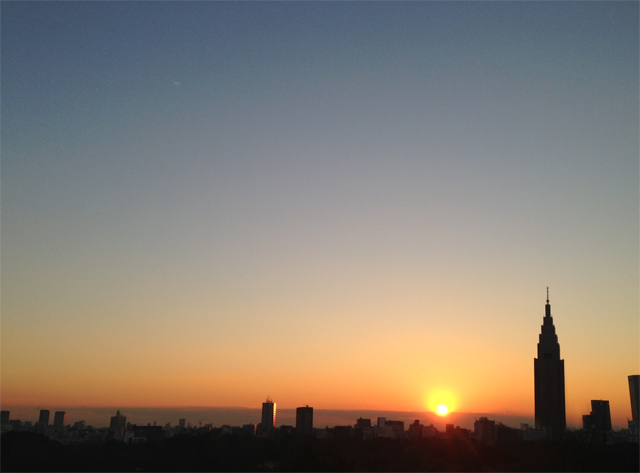 新宿御苑の夕日